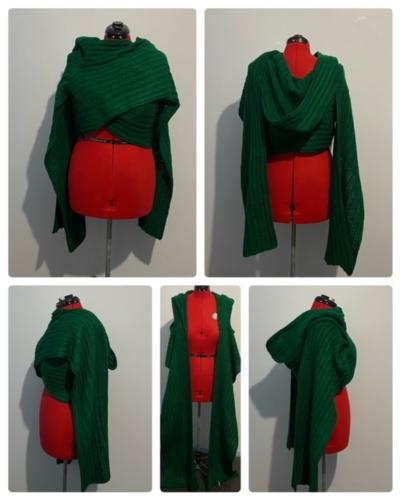 Elora Danan Willow inspired crochet hooded green shawl