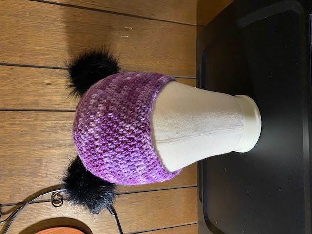Fur Pom ear hat Purple ombre