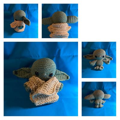 Medium size baby Yoda Grogu inspired amigurumi