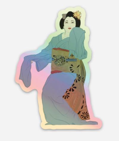 Clockwork Geisha holographic sticker