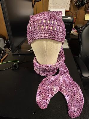 mermaid scarf hat light purple ombre