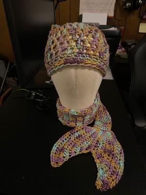 mermaid scarf hat water lily