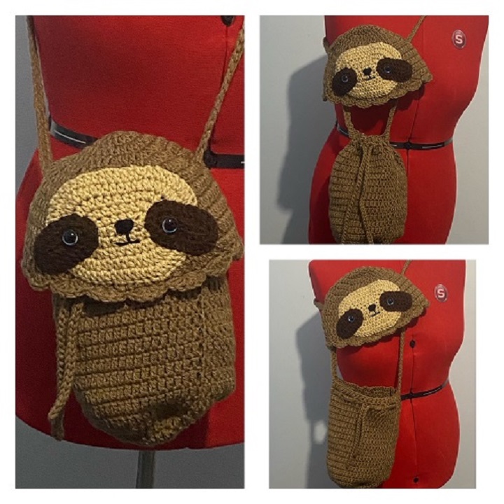Sloth crossbody drawstring bag