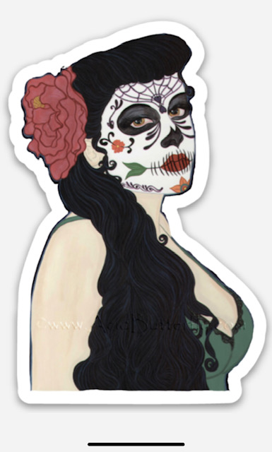 Sugar Skull pinup sticker